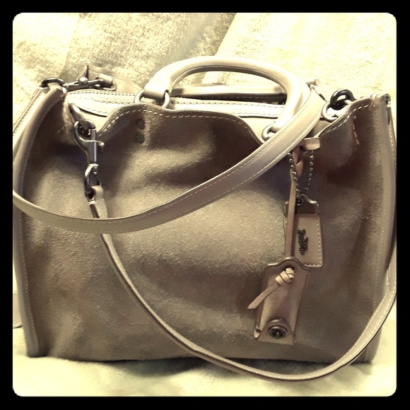 Coach Handbags - Coach Mixed Leather Gray Rogue Tote Handbag